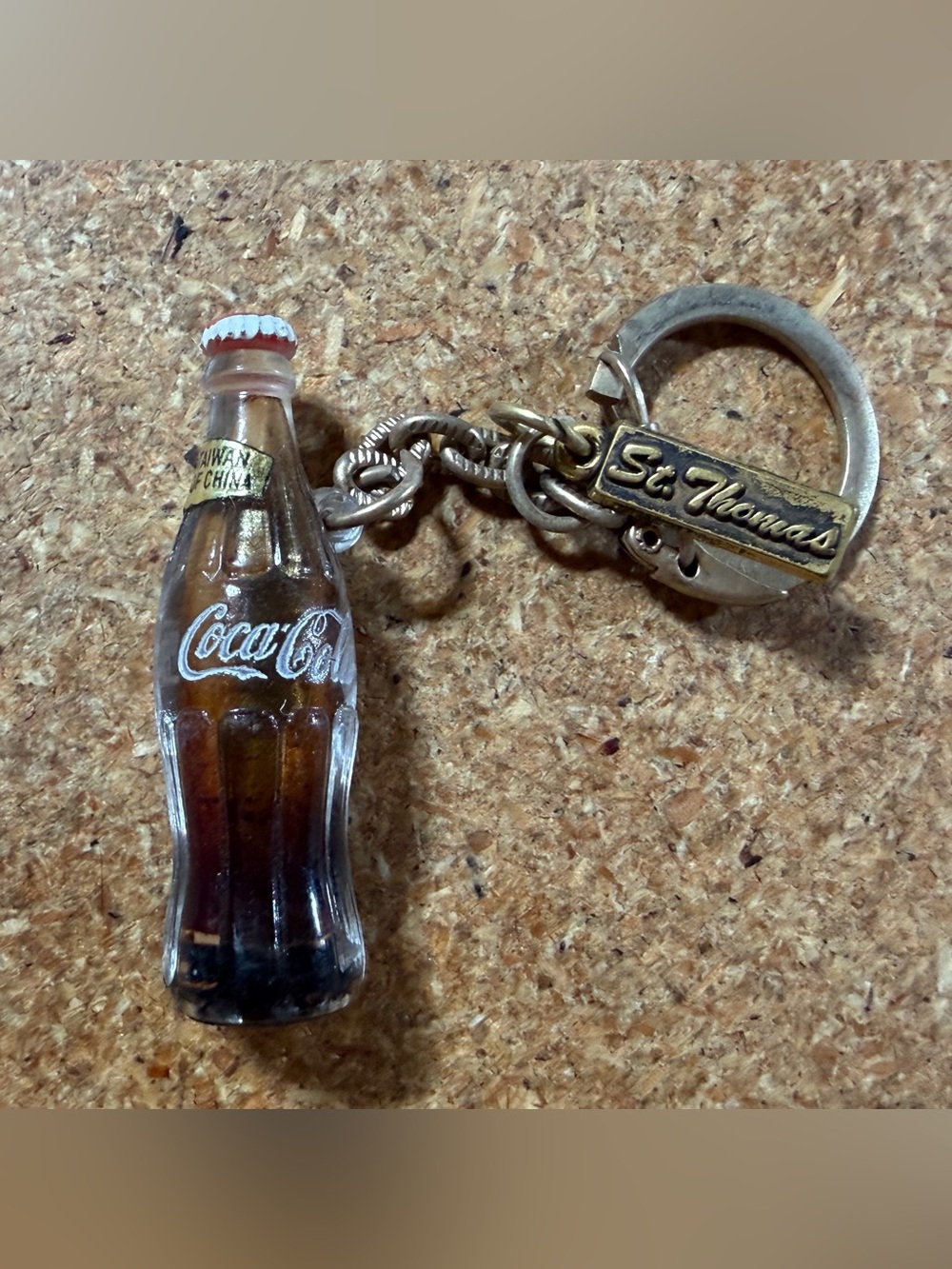 Vintage Coca-Cola Bottle Keychain St Thomas Souvenir Mini Coke Collectible